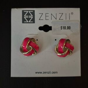 NWT Zenzii neon pink knot earrings